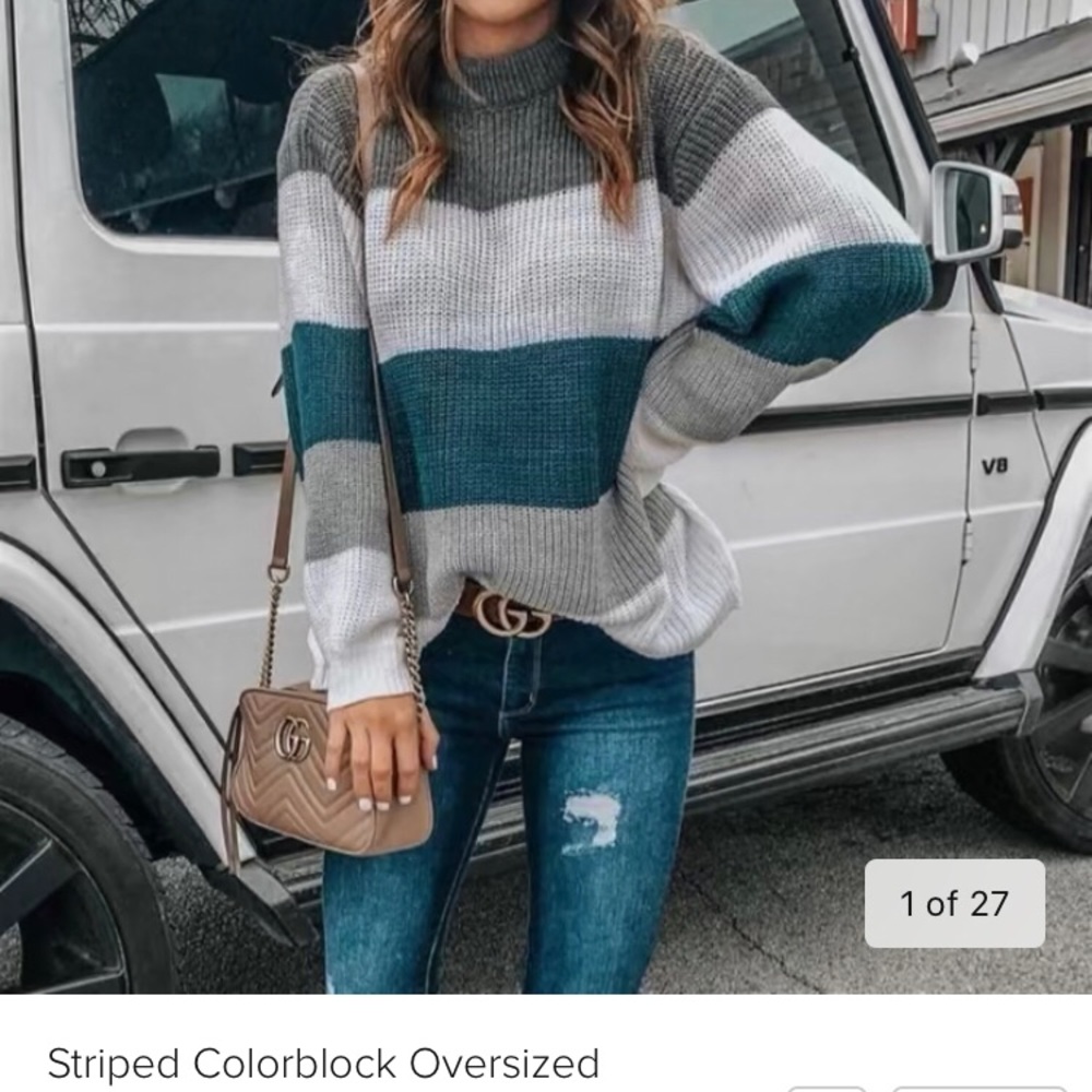 Striped oversized knit sweater